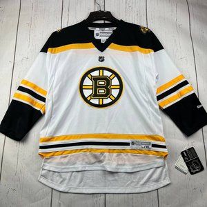 Vintage Boston‎ Bruins NHL L/XL Reebok Jersey Shirt White Youth New